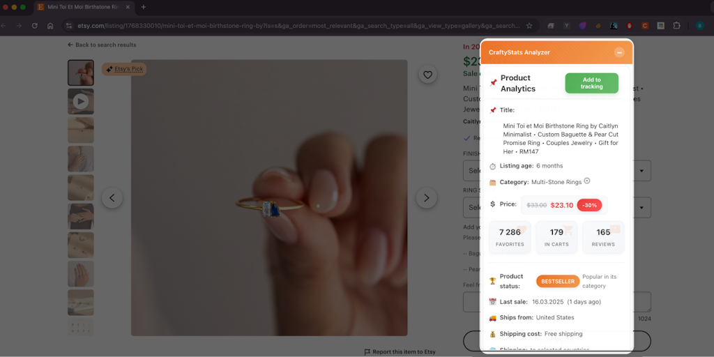 CraftyStats: Etsy Analytics Tool