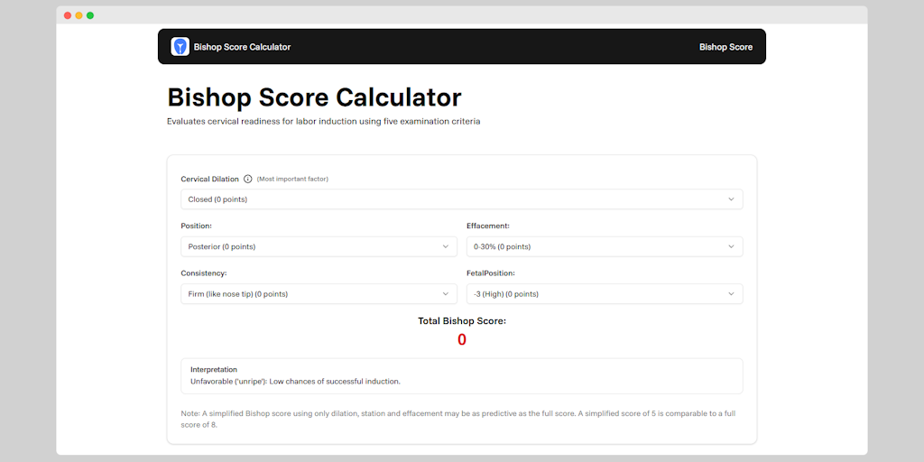 Bishop Score Calculator