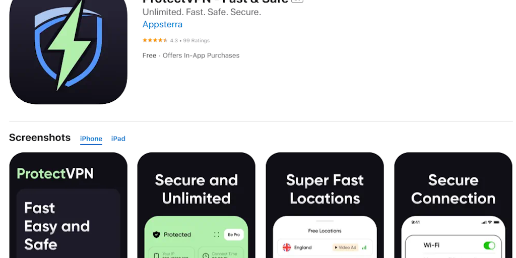 3 day trail in the ProtectVPN App!